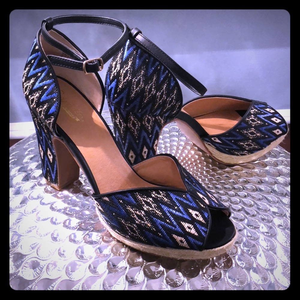 Seychelles multi colored ankle strap heels